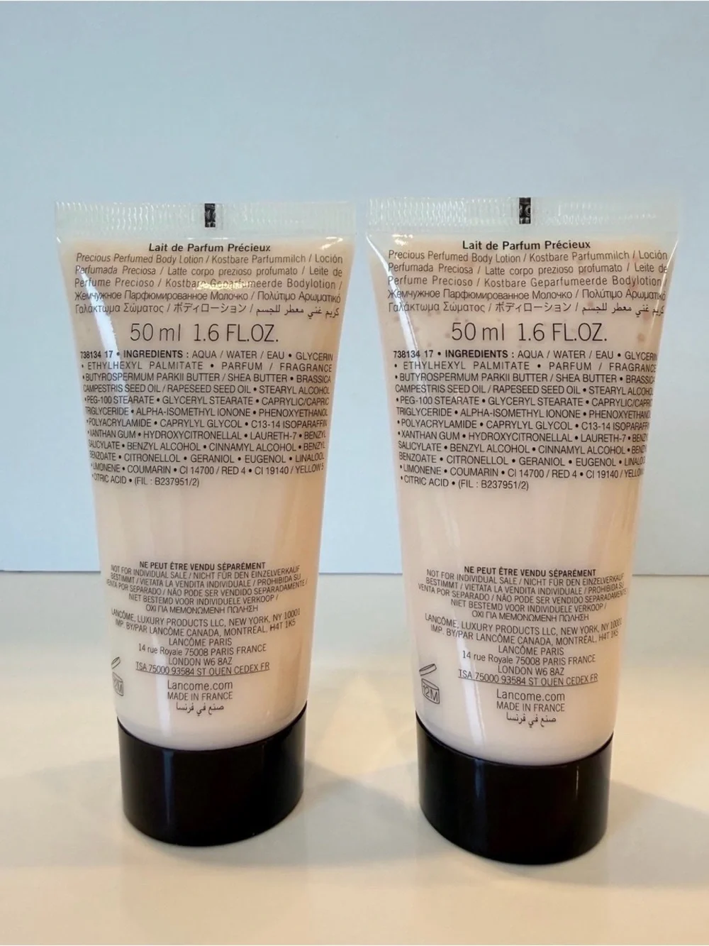 NEW Lancome 2-Pc TRESOR Body Lotion Set 1.6 oz/50 ml EACH, Total 3.2 oz/100 ml